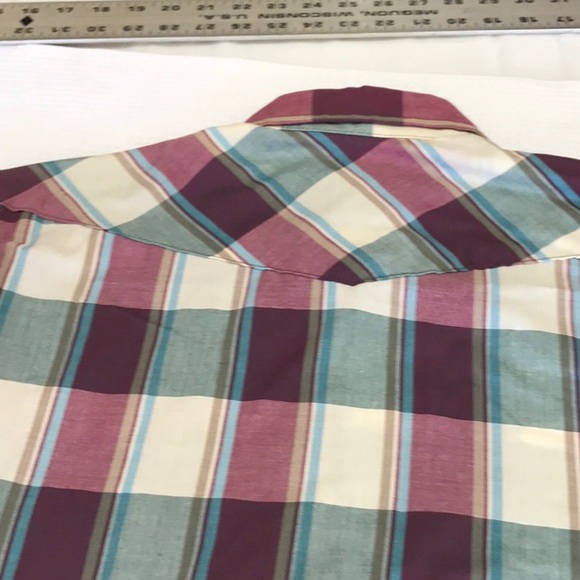 Vintage short sleeve Saddle King Western pearl button 141/2 small regular - Picture 5 of 10